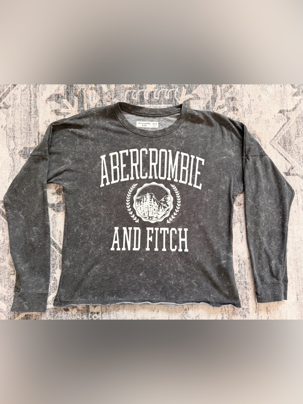 Abercrombie Kids Black Unisex Graphic Long Sleeve Crewneck Shirt